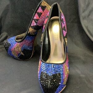 Elegant Multicolor Rhinestone Heels